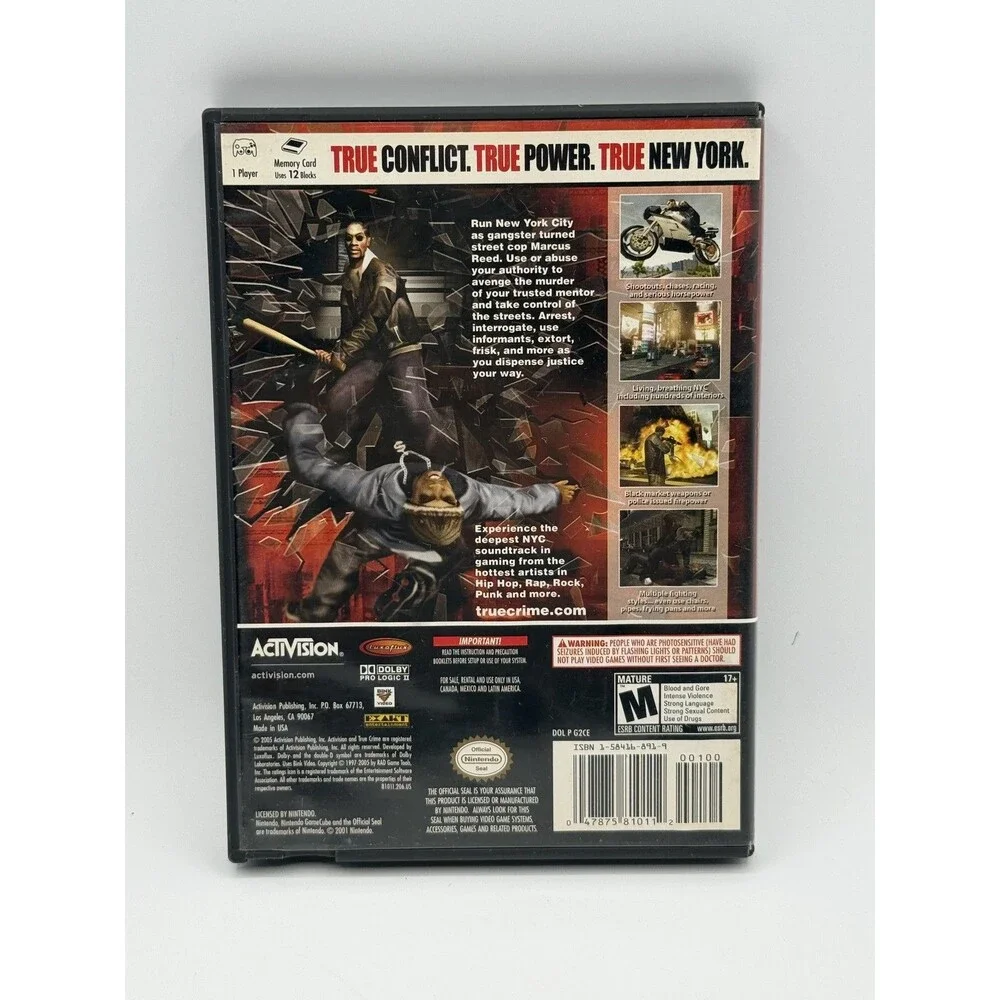 True Crime New York City (Nintendo GameCube, 2005) CIB Complete W/Manual Tested